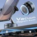 2 x 360 Rotation Clip on Car Phone Mount, 2 IN 1 Adjustable Magnetic Car Phone Holder Vacuum Suction Cup Phone Stand Foldable Cellphone Mount with Concealable Ears for All Smartphones