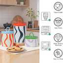 Cookie Jars with Lids, Set of 3 Ceramic Gingerbread Cookie Storage Containers for Holiday Decor, Coffee, Tea, Candy, Spice & Cereal Jar for Kitchen Countertop, Dishwasher Safe