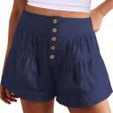 ANRABESS Women's Denim Shorts Summer Baggy High Waisted Flowy Wide Leg Buttons Pleated Casual Jean Shorts 2025 Fashion Skorts (X-Large, Navy Blue)