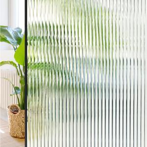 Windimiley Window Privacy Film 3D Reeded Glass Static Cling, 23.6" x 394" | Fluted Frosted Decorative Window Sticker Winter Heat Control Sun Blocking Film Peel and Stick Adhesive Door Cover Transparent