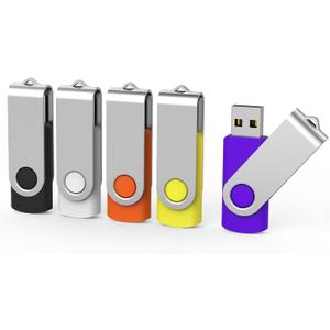Aiibe 5 Pack 128GB USB Flash Drive USB Drive 128GB Thumb Drive USB 2.0 Memory Stick (5 Mixed Colors: Black Red Yellow White Purple)