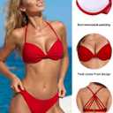 RELLECIGA Women's Underwire Bikini Top Twist Front Push Up Swim Top Mold Cup Swimwear Top (Red, S)