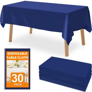 RowinsyDD 30 Pack Blue Plastic Table Cloths Disposable, 54 x 108 Inches Plastic Table Cover for Rectangle Tables, Disposable Tablecloth for Dinning, Parties, BBQ, Wedding, Outdoor