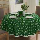 XCHI Green Shamrocks St. Patrick's Day Tablecloth Round Table Cloth Washable Table Covers for Indoor Dining Home Party Decorations 70x70 Inch