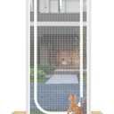Reinforced Cat Screen Door,Fits Door Opening Size 32''x 80'',Thickened Cat Resistant Mesh Screen Door for Living Room,Kitchen,Bedroom,Cat Proof Screen with Zipper Closure. (U-Type,White)