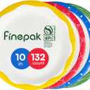 Paper Plates 10 Inch,132PCS Paper Plates Bulk with 4 Type of Printed Rims, Heavy Duty & Disposable Plate for Family Gatherings,BBQ,Graduation/Retirement Party, Birthday, Wedding