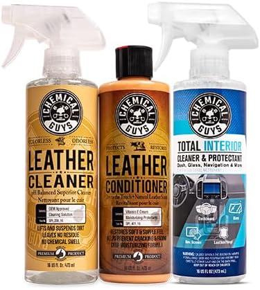 Chemical Guys SPI1091601 Leather Cleaner and Conditioner Leather & Interior Care Bundle + SPI22016 Total Interior Cleaner & Protectant, Safe for Cars, Home, Office, & More (16 fl oz)