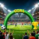 14FT Giant Soccer Inflatable Arch 2026 World Soccer Blow up Decorations with Trophy & Built-in 7 LED Lights for Soccer Field Club Team Community Competition Party Outdoor Yard Garden Lawn Decor