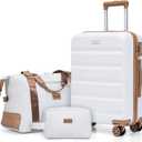 Eeeza 3 Piece Hardshell Luggage Set(20"/DB/TB,White), 3PCS