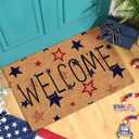 Ceenna Summer Back to School Natural Coir Door Mat Outdoor Rug Summer Welcome Doormat Independence Day Non-Slip Mat for Front Porch Entryway Outside, 16 x 28 Inches(Star)