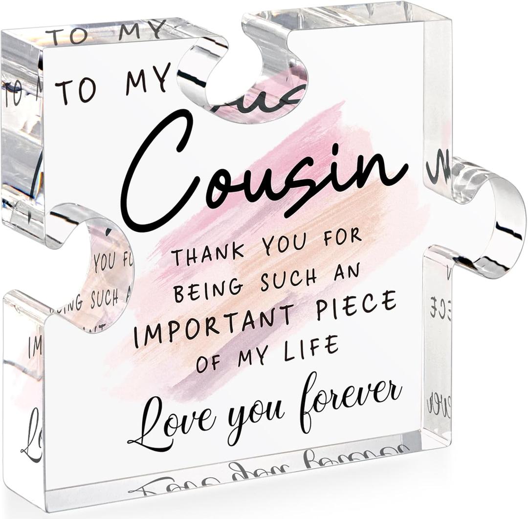 LukieJac Cousin Gifts for Women Best Cousin Ever Gifts Cousin Birthday Gift for New Cousin Sister Thanksgiving Christmas Mothers Day Valentines Day Gift Paperweight for Cousin Female Keepsake