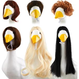 6 Pcs Porch Goose Wig,Cute Porch Goose Outfit Suitable for 17 Inch and 23 Inch Statue,Cute Outdoor Statue Outfits,Patio Yard Goosey Wig for Lawn Goosey Garden Decoration
