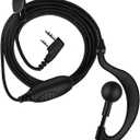 SAMCOM 2 Pin Headset with Mic Original FPCN30A FPCN10A Two Way Radio Replacement Ear Piece with Big PTT Button,Single Wire Soft Ear Hook Walkie Talkie Earpiece,1 Pack