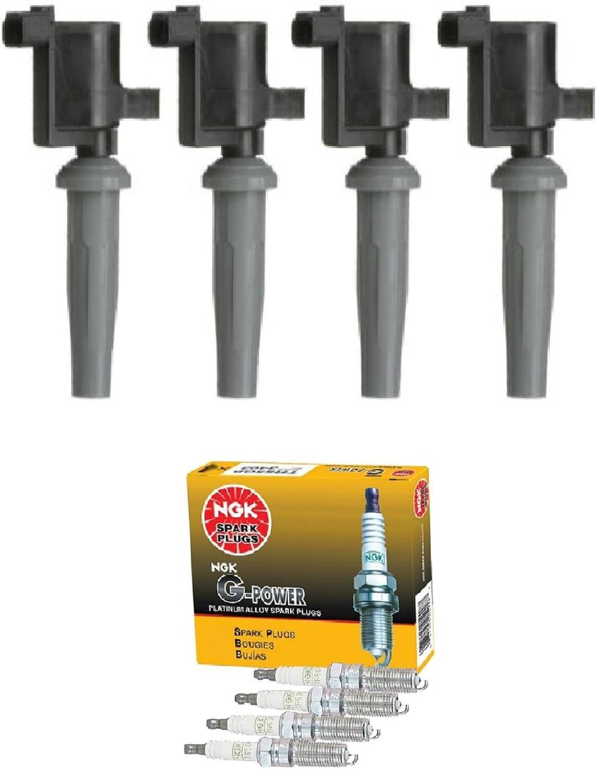 4PCS Ignition Coil & NGK Platinum Spark Plug Kits Compatible With Ford Lincoln Mercury C-Max Escape Fusion Transit Connect MKZ Mariner Milan 2.0 2.5 UF-621 UF621 FD505
