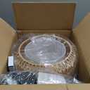 Arc Floor Lamps for Living Room Rattan Boho Floor Lamp with Remote Control,Dimmable LED Floor Lamp Wicker Lamp Shades Black Standing Lamp with 3 Color Temperature Tall Floor Lamps For Bedroom Corner (12Inch, Yellow)