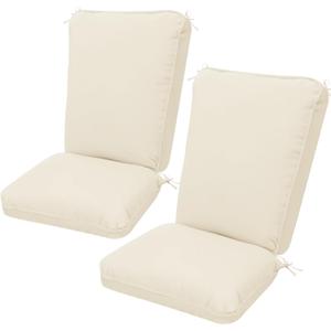 2 Pack Adirondack Chair Cushions, Waterproof & UV-Resistant Outdoor Rocking Chair Cushion Set, Removable Seat Pads with Ties for High Back Dining or Patio Chairs, Beige1#