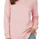 AURUZA Sweatshirt for Women Long Sleeve Crewneck Sweatshirt Women Causal Loose Fit Pullover Tunic Top Fall Clothes Shirts (Pink, L)