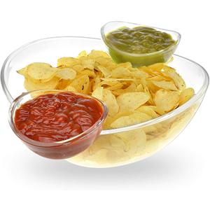 Chip and Dip Acrylic Bowl Set (3L Main Bowl, 180ml Dipping Bowls)