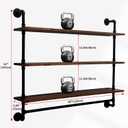Industrial Pipe Shelving Pine Shelf,Pipe Shelves with Wood Planks,Wall Mounted Bookshelf,Floating Bar Shelves(3 Tier 48In)