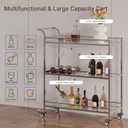 Bar Cart Silver, Home Bar Serving Cart, Modern Bar Cart with 3-Tier, Mobile Kitchen Shelf with Wine Rack and Glass Holder, Bar Carts for The Home, Dining Room, Living Room, 3 Tier Silver-31.5"W
