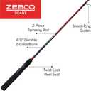 Zebco Z-Cast Spinning Fishing Rod Durable Z-Glass Fishing Pole, Comfortable EVA Rod Handle, Shock-Ring Guides, Medium Power