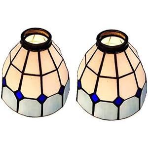 HUIMEIJU Glass single lampshade 2PCS set Blue glass fan lamp, wall lamp, chandelier replacement lampshade 6 inch stained glass single Lampshade