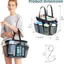 F-color Mesh Shower Caddy Portable, X Large 7 Deeper Pockets Shower Bag Basket Tote for College Dorm Room Bathroom Essentials Gym Camp Quick Dry 2 handles with S Hook, 2 Pack Black