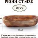2 Pcs Wooden Dough Bowls for Decor Oblong Decorative Bowl Home Decor Fruit Vessel for Kitchen Counter Rustic Carved Serving Container Long Wooden Bread Tray for Dining Room Table(10 x 6 x 2 Inch)