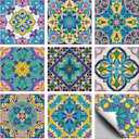 CHGCRAFT 36 Pcs 9 Style Mosaic Art Tile Stickers Mandala Patterns Peel and Stick Wall Tile Stickers Waterproof Self Adhesive Stick on Tiles Decals for Kitchen Bathroom Wall Art Decor, 44 Inch