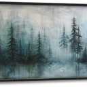 Forest Large Framed Wall Art for Living Room Green Pine Tree Oversize Canvas Prints Nature Big Pictures Painting Artwork Home Decor for Bedroom Dining 60"x30"