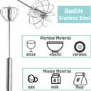 Semi-automatic Whisk, Stainless Steel Egg Beater, Hand Push Rotary Whisks Mixer Stirrer for Making Cream, Whisking, Beating and Stirring (Silver)