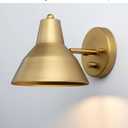 Yosoan Indoor Vanity Wall Sconce with Dimming On Off Switch, 1-Light Hardwired Vintage Wall Mount Metal Lamp Fixture with 6.89" Bowl Metal Shade in-Build Gold Bedside Reading Bedroom Bunk(Antique)