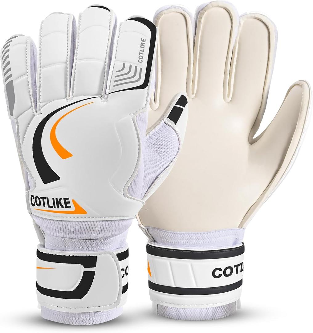 Soccer Goalkeeper Gloves - Soccer Goalie Gloves for Kids Boys Girls Youth & Adult, 4+3MM Super Grip Latex Football Goalie Gloves, Guantes De Portero for Training & Match (6, White)