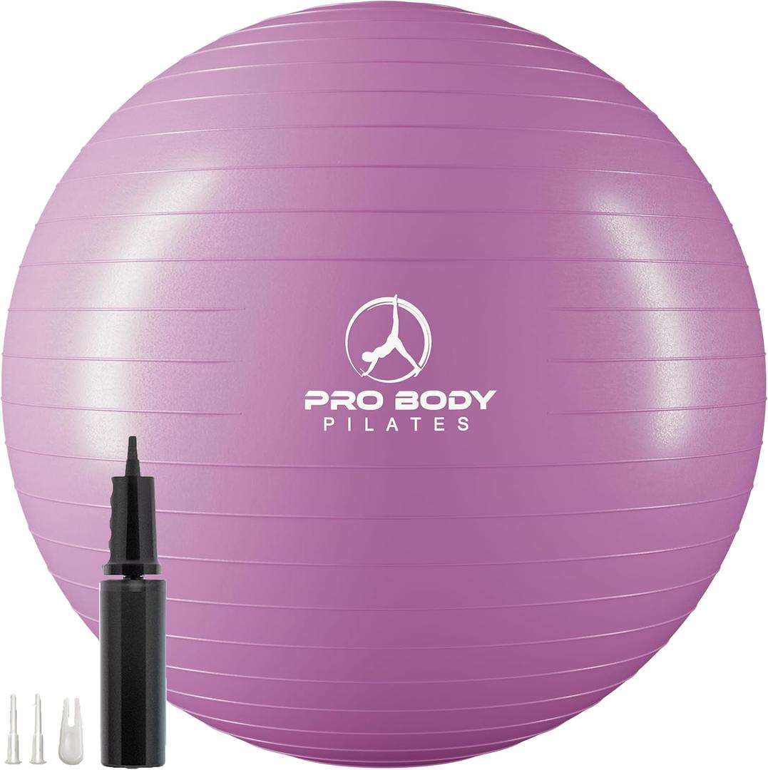 ProBody Pilates Exercise Ball - Multiple Sizes Gym Grade Balance Ball for Fitness, Yoga, Workout, Pregnancy & Physical Therapy (55 cm, Purple)