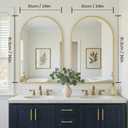 2-Pack Arched Mirror for Wall, 36x24 Inch Bathroom Vanity Arched Wall Mirror with Metal Frame, Anti-Rust, Tempered Glass, Wall Mounted Mirror for Bedroom, Living Room, Entryway, Gold