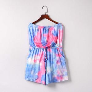 ToddlBy Romper Womens Summer Strapless Short Sleeveless Tie-Dye  S