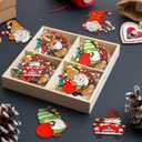 Leinuosen 50 Pcs Vintage Christmas Wood Ornaments Christmas Santa Gnome Red Truck Wooden Hanging Ornaments Victorian Rustic Farmhouse Tree Decorations for Xmas Tree Decoration Party Supplies