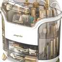 Ergocar Portable Light Luxury Series Multi-Function Make Up Case Dustproof Cosmetic Storage, Skin Care Products Jewelry Organizer Lipstick Box - White