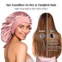 YFONG 100% 22 Momme Mulberry Silk Bonnet for Sleeping Women, Larger Double Layer Silk Hair Wrap for Curly Short Long Hair, Non-Slip Sleep Cap Turban with Elastic Tie Band for Hair Care, Pink