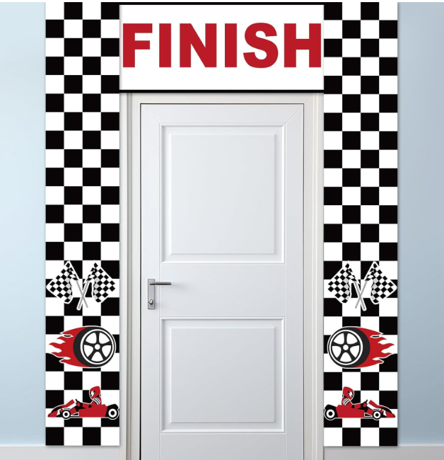 3 Pcs Race Car Birthday Party Decorations Checkered Flags Backdrop Racing Themed Photo Booth Props Let's Go Racing Hanging Banner Background for Boys Fan Baby Shower One Happy Dude Party Supplies