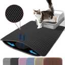 Extra Large Cat Litter Mat, 30x22 Inches Honeycomb Double Layer Cat Litter Trapping Mat, Non Slip Waterproof Urine Proof Large Kitty Litter Box Mat for Floor, Kitten Supplies, XL, Black