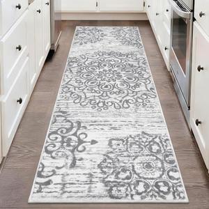 HEBE Hallway Runner Rug 2'x5' Washable Vintage Distressed Area Rugs Non Slip Laundry Rug Runner Boho Floor Carpet Runners for Hallways Entryway Laundry Room Kitchen Bathroom