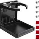 Boat Cup Holder, Adjustable Folding Drink Holder, Universal Cup Holders for Car, Truck, RV, Boat, Caravans, Drink Holder for Mugs, Bottles, Cans, with Screws and Tapes, Black