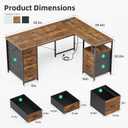 55 Inch L Shaped Office Desk with 6 Drawers & Type-C Port, Rustic Brown