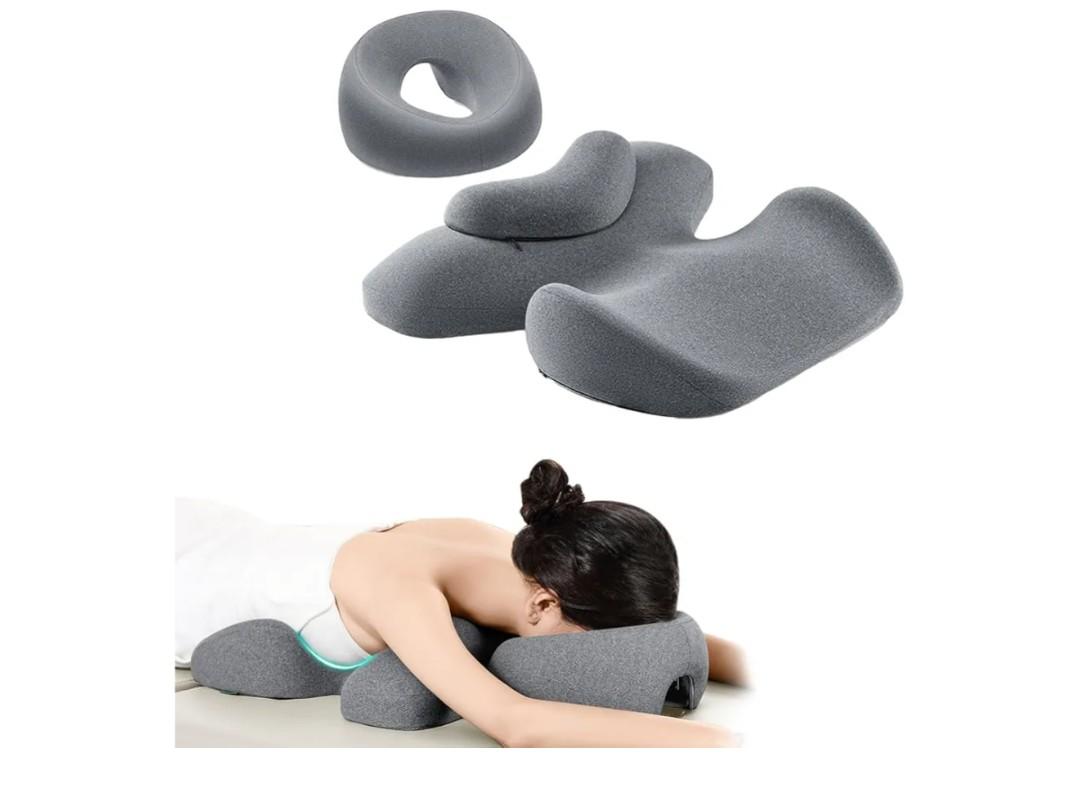 Prone Massage Pillow, a Chest and face Support Sleep Pillow, is Suitable for Massage, SPA and Sleep. It Comes with a Removable and Washable Cover, a Non-Slip Bottom (Grey)