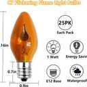 Flickering Flame Light Bulbs 25 Pack, C7 Halloween Orange Flame Replacement Bulbs Flickering Bulbs, E12 Candelabra Light Bulbs for Halloween Lights, Night Light, Candle, Chandelier Decor, 1 Watt