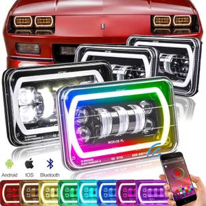 4x6 LED Headlights with RGB Halo Ring Music Mode Replacement H4651 H4652 H4656 H6545 Truck Chevrolet Kenworth Oldsmobile Ford Peterbilt 4x6 LED Headlights with RGB Halo Ring Music Mode Replacement H4651 H4652 H4656 H6545 Truck Chevrolet Kenworth Oldsmobile Ford Peterbilt