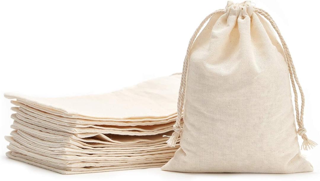 Tendwarm 20 Pieces 8x10 Inches Cotton Drawstring Bags Reusable Muslin Sachet Bag for Party Wedding Storage Home Supplies