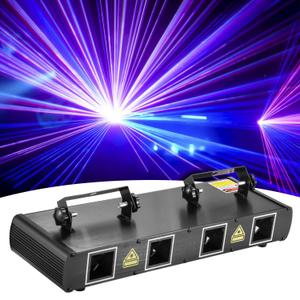 DJ Lights, BSYUN 2021 Version 4 Lens RGBY Sound Activated DJ Led Projector Party Lights Compatible with DMX512 Controller for Birthday Disco Dance Events Show (Black)