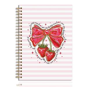 Anycarf Preppy Strawberry Notebook Valentine Coquette Notebook for Journal Work Meeting School Valentines Day Gifts for Her Him